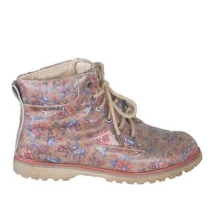 Oilily EU 36 Brown Floral Leather Lace Up Boots